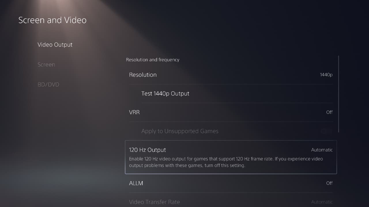 Screen and Video Settings