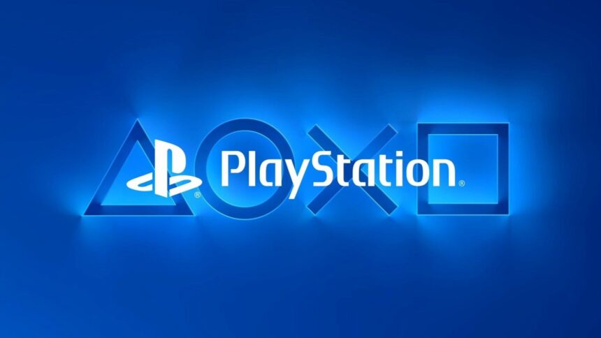 PlayStation logo with button symbols on a blue background
